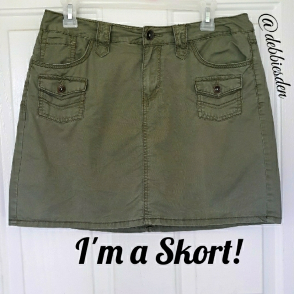 Faded Glory Green Cotton Skort